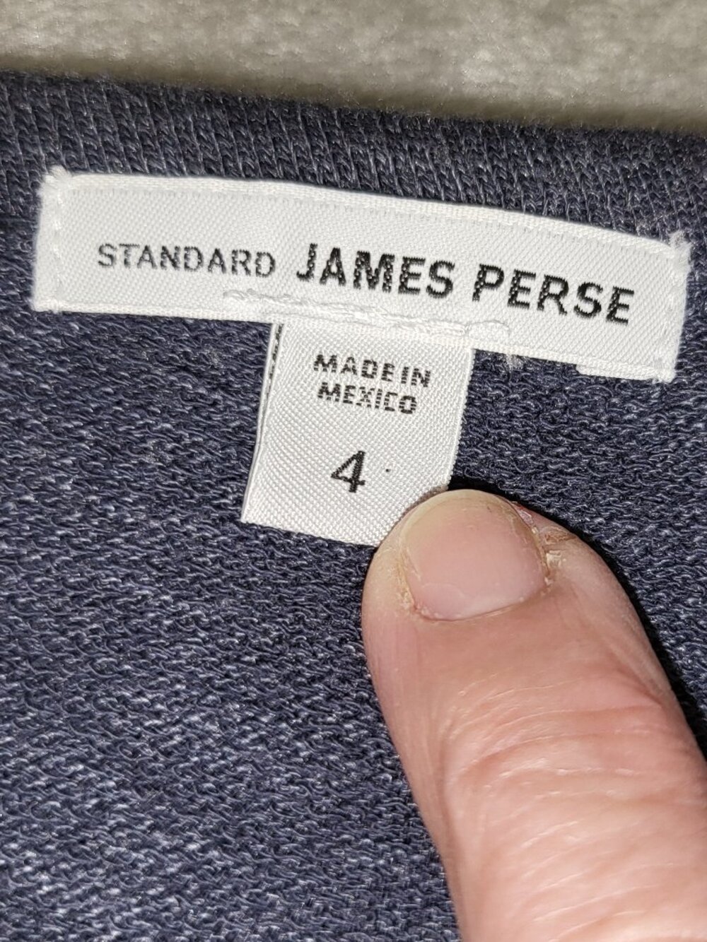 JAMES PERSE Standard Heather Blue Lightweight V-Neck Sweatshirt Top Size 4 - Picture 5 of 5